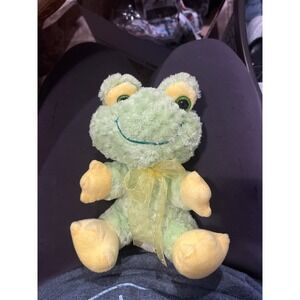 MTY International Green Frog Plush Stuffed Animal Yellow Bow 9 Inch 2022